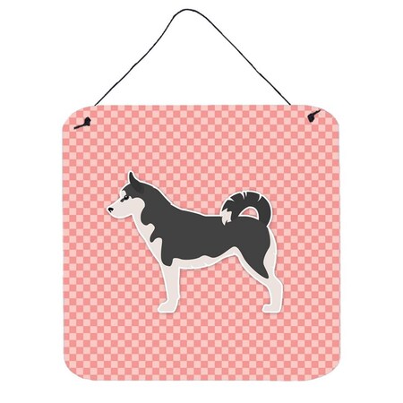 Carolines Treasures Siberian Husky Checkerboard Pink Wall or Door Hanging Prints BB3680DS66